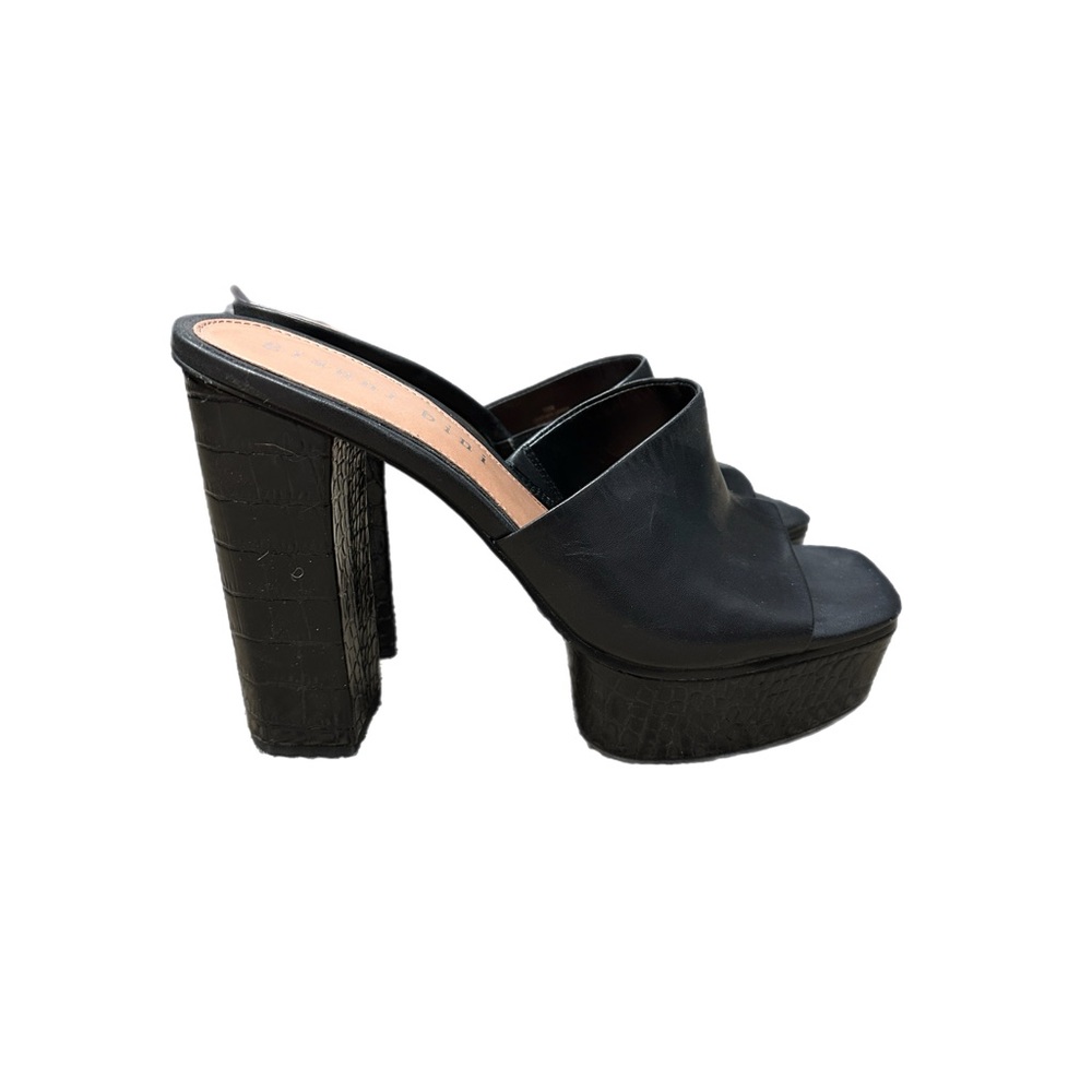 Black Platform Heeled Mules